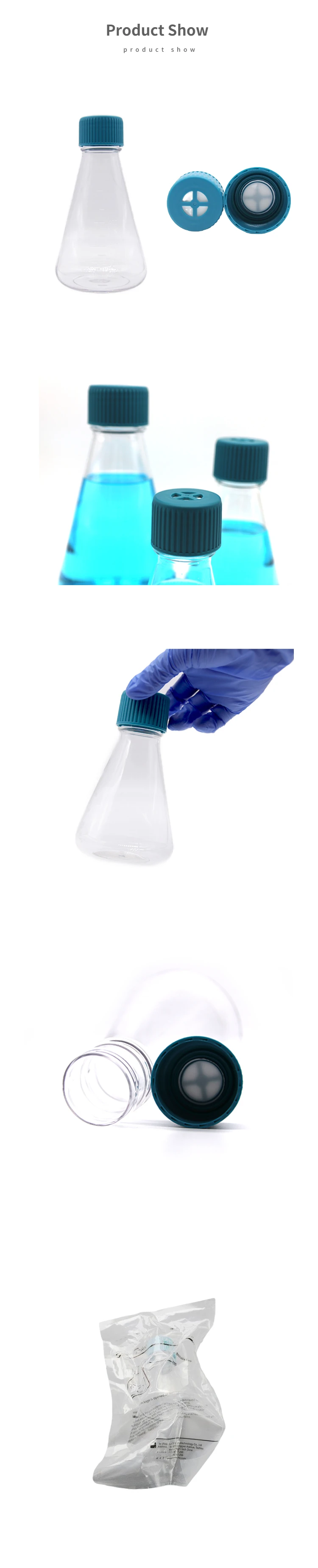 IKEME 1PCS Erlenmeyer Flask Cell Culture Flask 125 250 500 1000m E-Beam Sterile Bottle Filter Cover Hydrophobic Filter Membrane